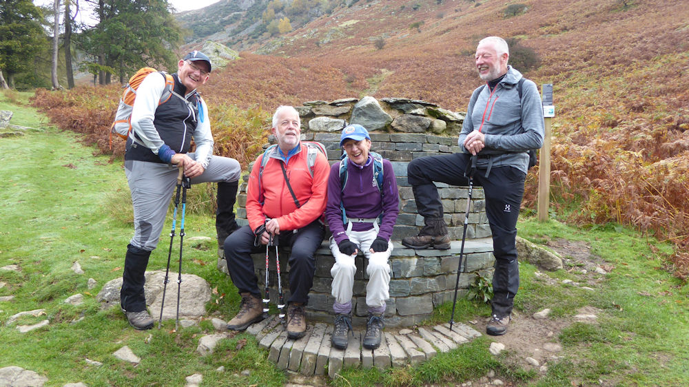 Making use of the new bench on the Ullswater Way.